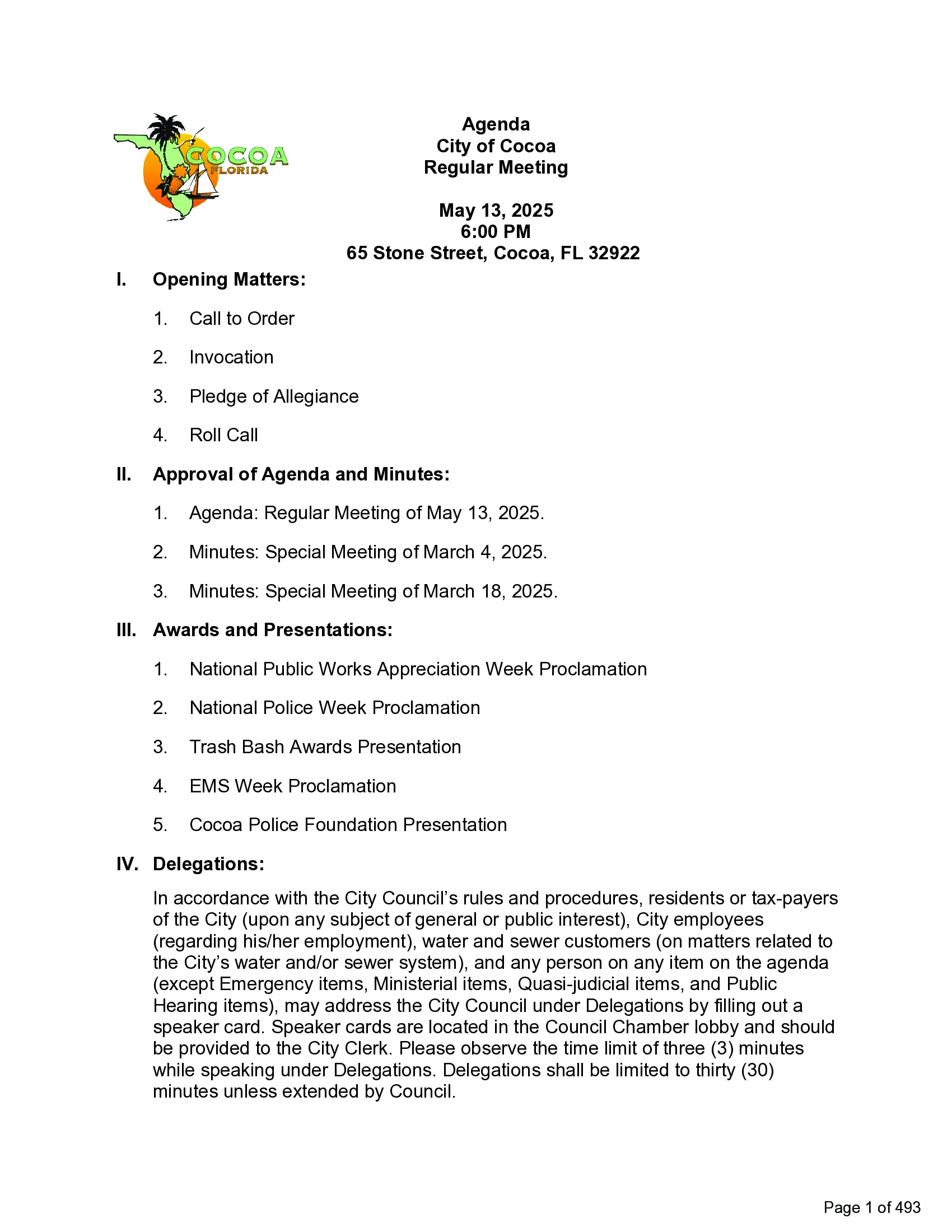 City Council Meeting • Agendas and Minutes