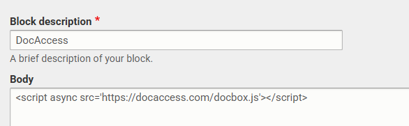Drupal block with DocAccess script